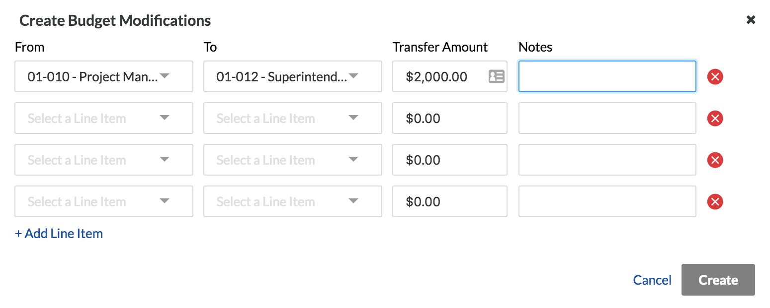 Create A Budget Modification - Procore