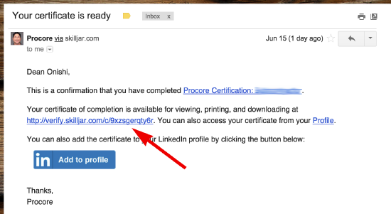 Congratulations Email